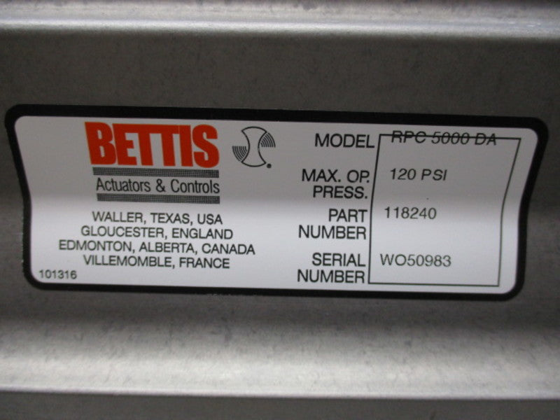 BETTIS RPC5000DA ACTUATOR 120 PSI  NSMP