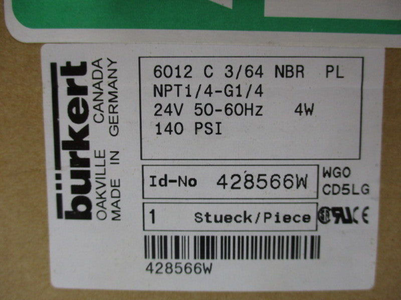 BURKERT 428566W SOLINOID VALVE  NSMP