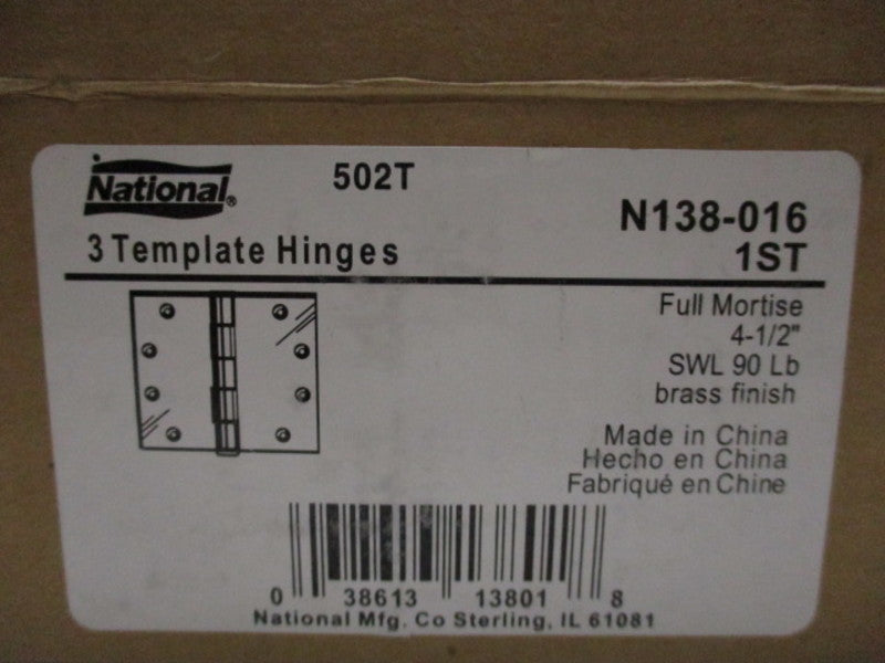 NATIONAL N138-016 3 TEMPLATE HINGES  NSMP