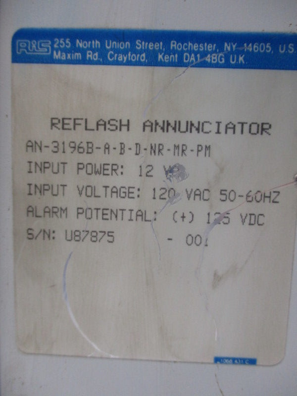 RIS AN-3196B-A-B-D-NR-MR-PM REFLASH ANNUNCIATOR  UNMP