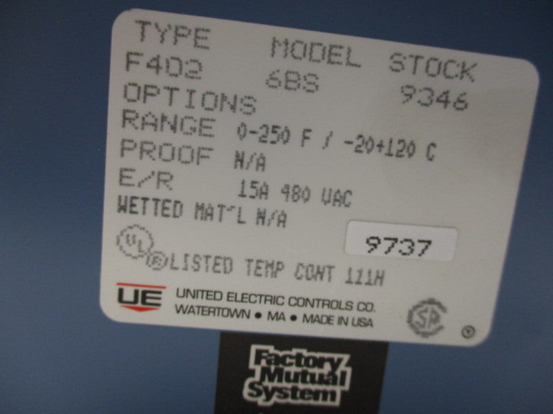 UNITED ELECTRIC F402 6BS TEMPERATURE CONTROL  NSMP