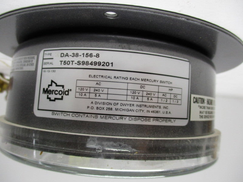MERCOID DA-38-156-8 SWITCH 120/240VAC/VDC 1/2HP AC 1/3 HP DC  NSMP