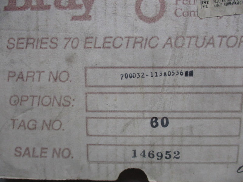 BRAY CONTROLS 70-0032-113A0-536  NSMP