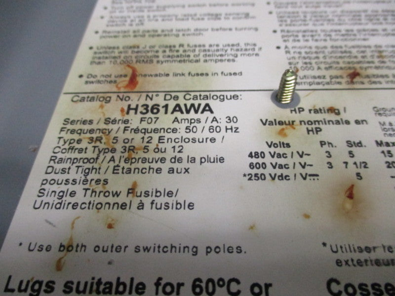 SQUARE D H361AWA  UNMP