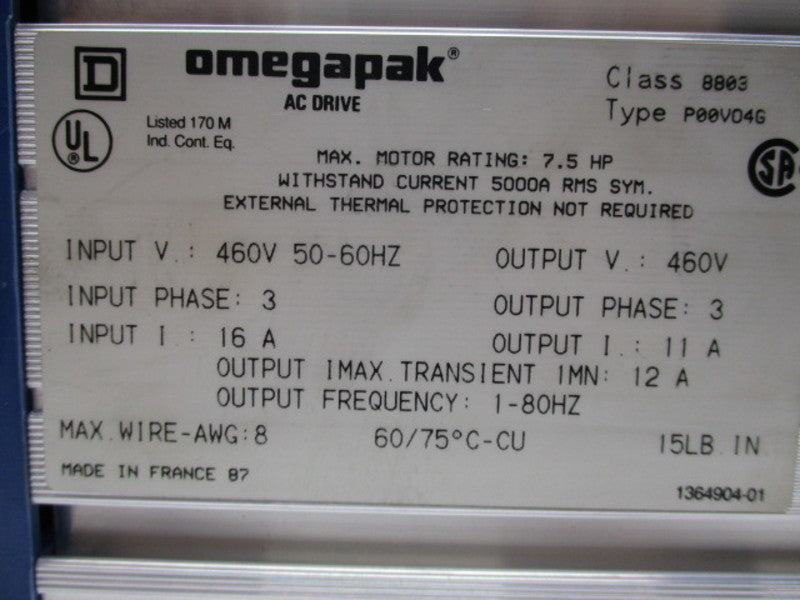 SQUARE D P00V04G  UNMP