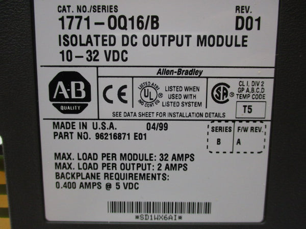 ALLEN BRADLEY 1771-OQ16 SER. B F/W A  NSMP