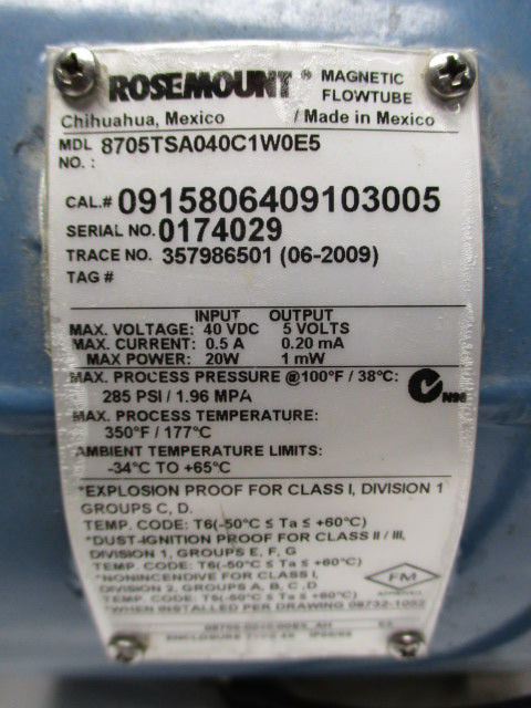 ROSEMOUNT 8705TSA040C1W0E5  UNMP