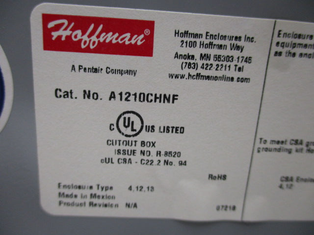 HOFFMAN A1210CHNF (AS IS)  NSNP