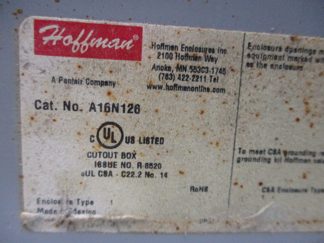 HOFFMAN A16N126 AS IS  NSNP