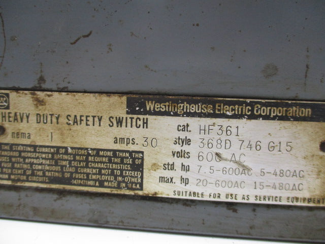 WESTINGHOUSE HF361  UNMP