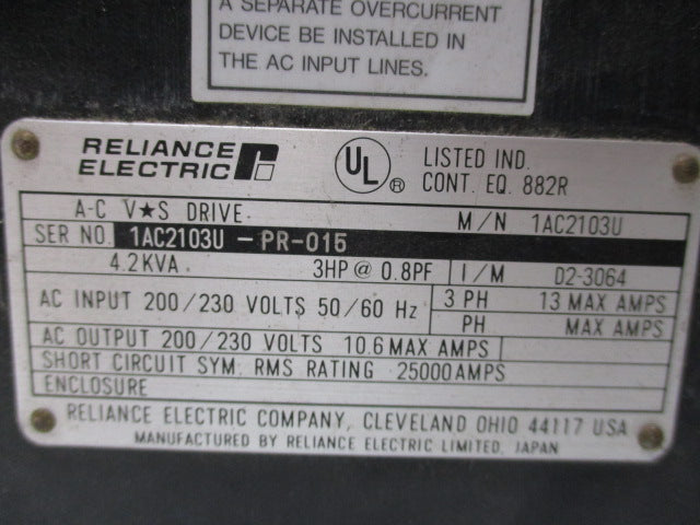 RELIANCE ELECTRIC 1AC2103U UNMP