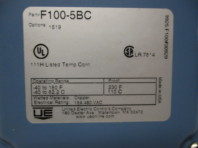 UNITED ELECTRIC F100-5BC  NSMP