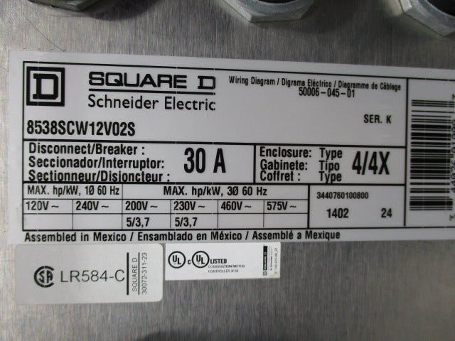 SQUARE D 8538SCW12V02S  NSMP