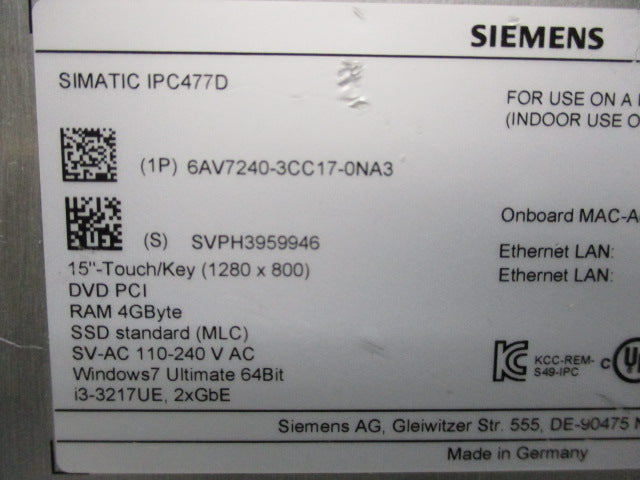 SIEMENS 1P 6AV7240-3CC17-0NA3  NSNP
