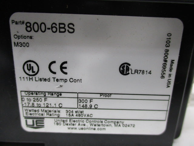 UNITED ELECTRIC 800-6BS  NSMP