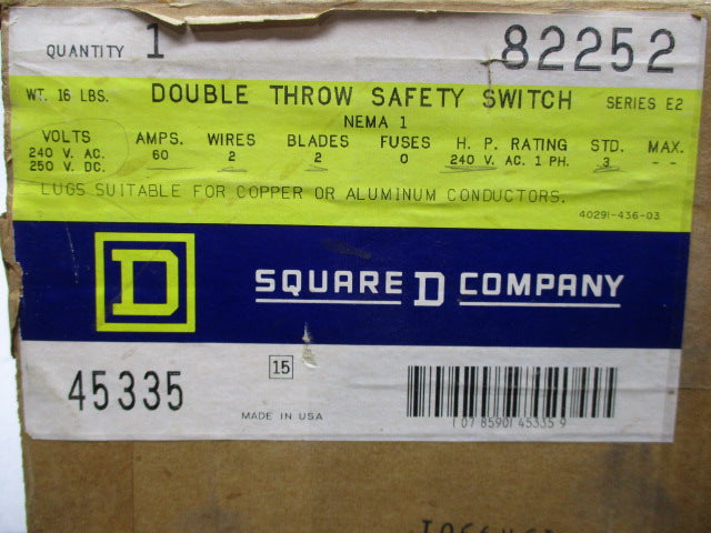 SQUARE D 82252 NSMP