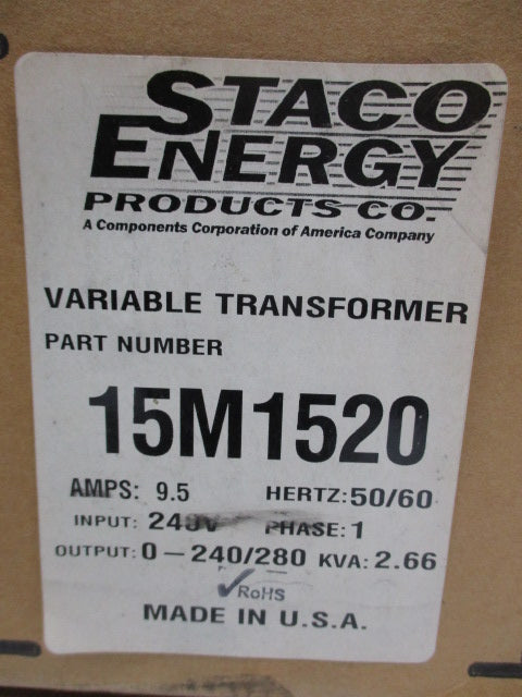 STACO 15M1520 240V 9.5A NSFS