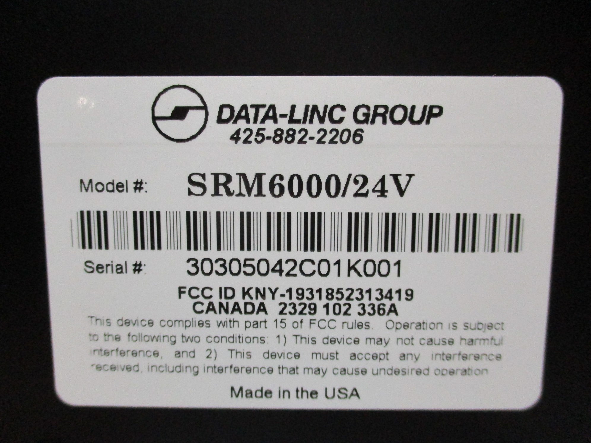 DATA-LINC SRM6000/24V NSMP