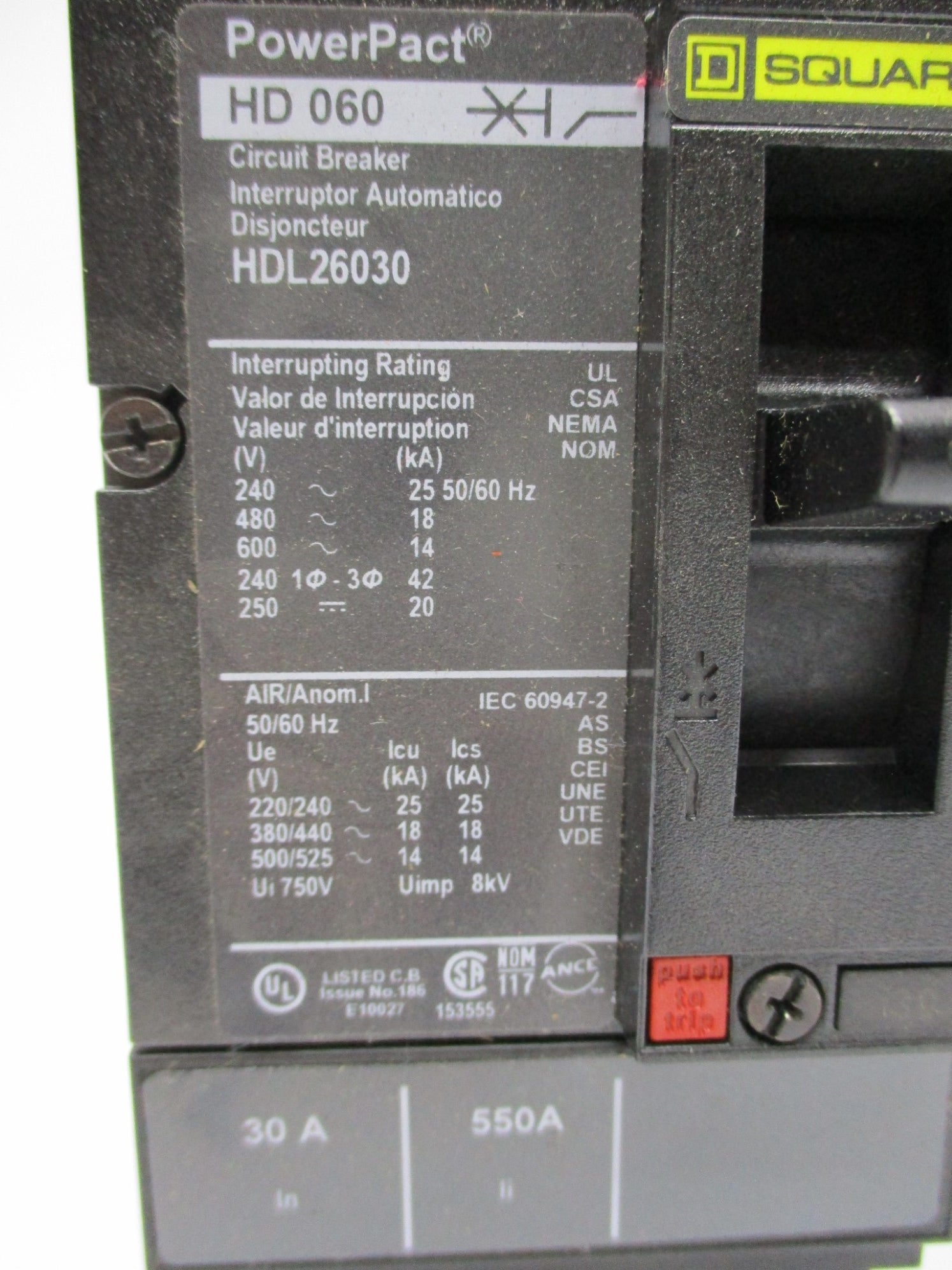 SQUARE D HDL26030 600V 30A NSMP