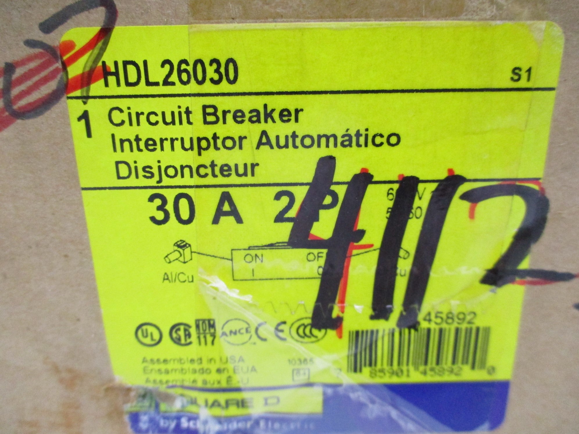 SQUARE D HDL26030 600V 30A NSMP
