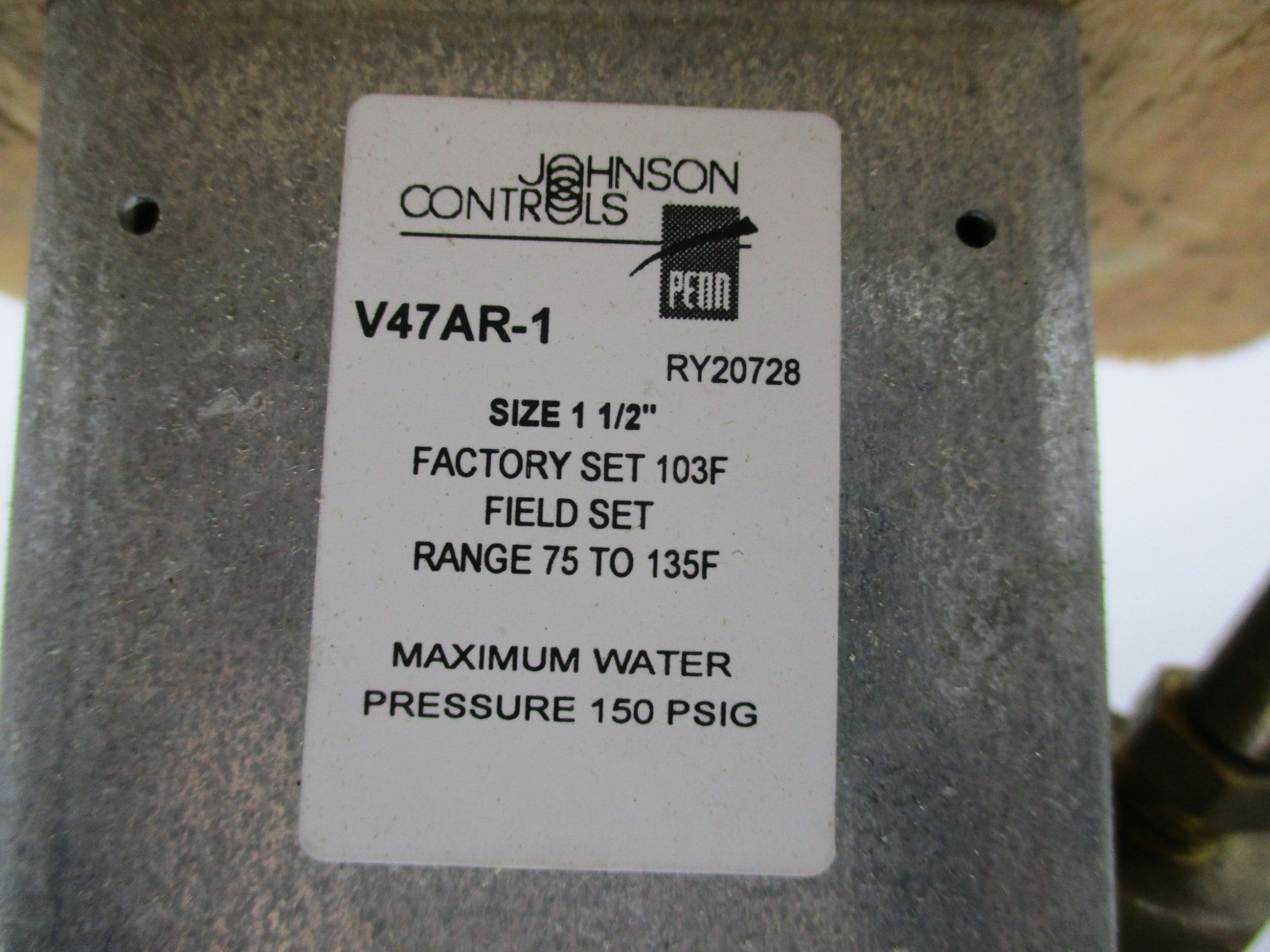 JOHNSON CONTROLS V47AR-1 150PSI 75-135'F 1-1/2" NSNP