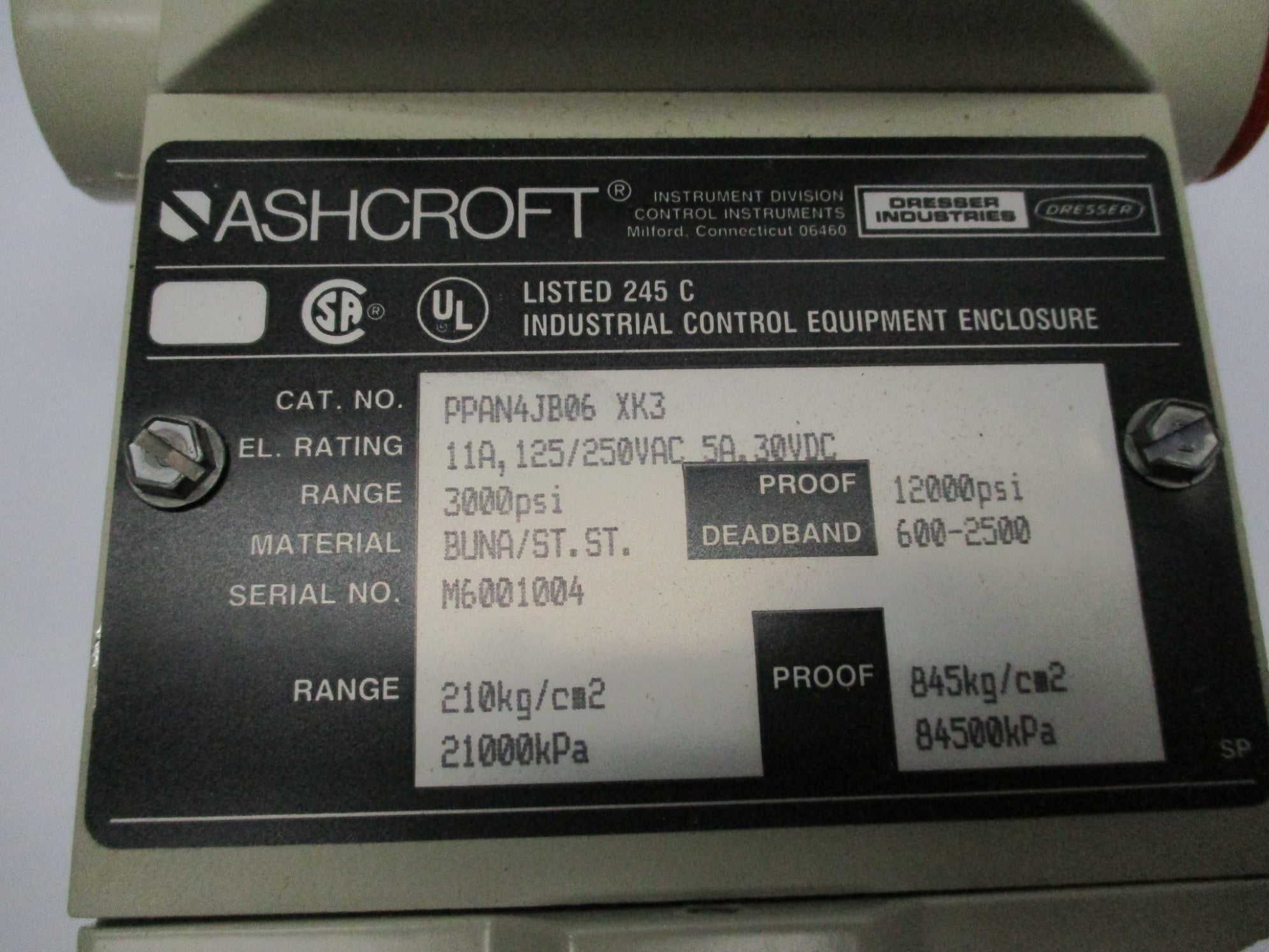ASHCROFT PPAN4JB06-XK3 NSMP