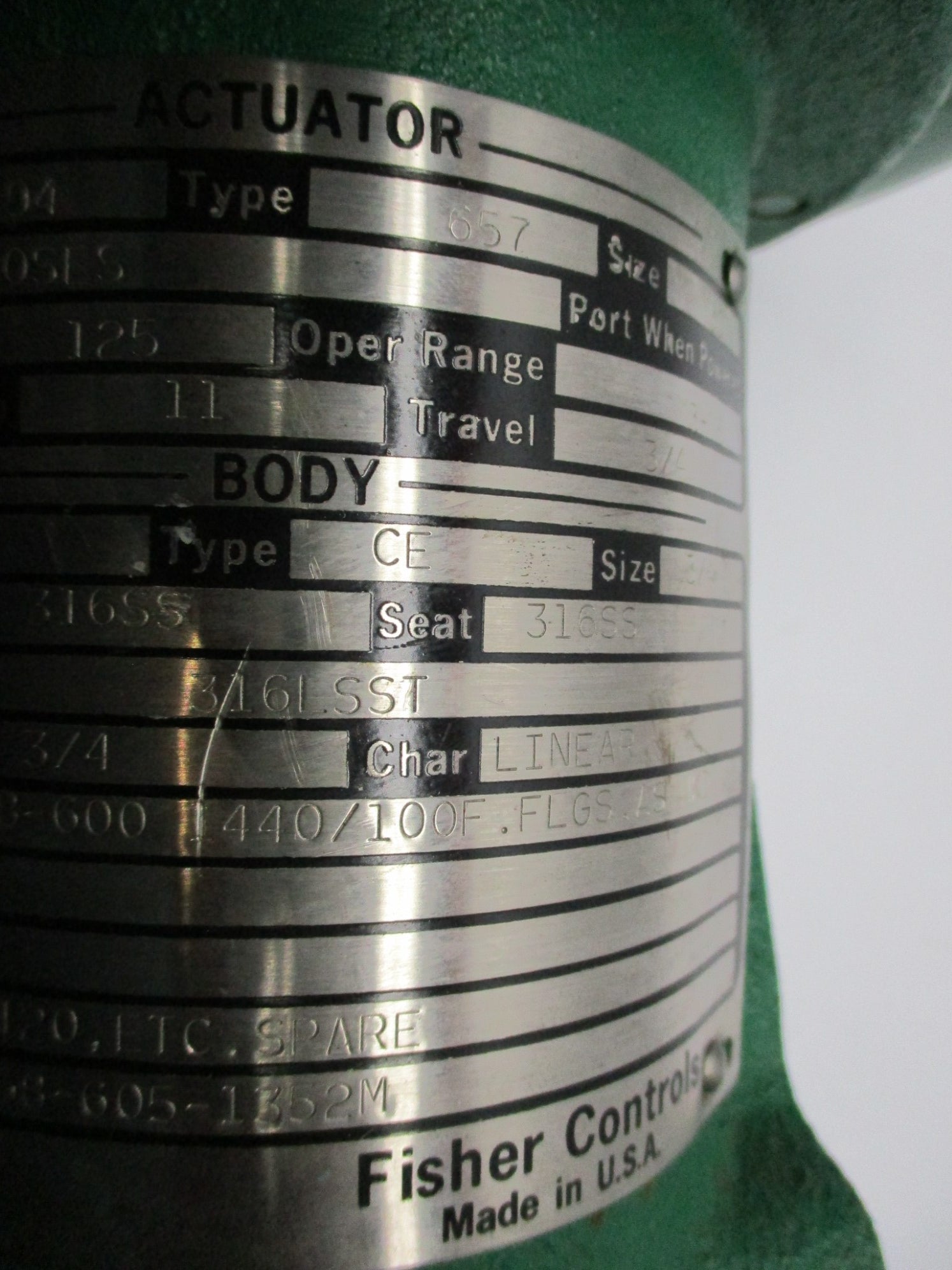 FISHER TYPE 657 SIZE 30 NSNP