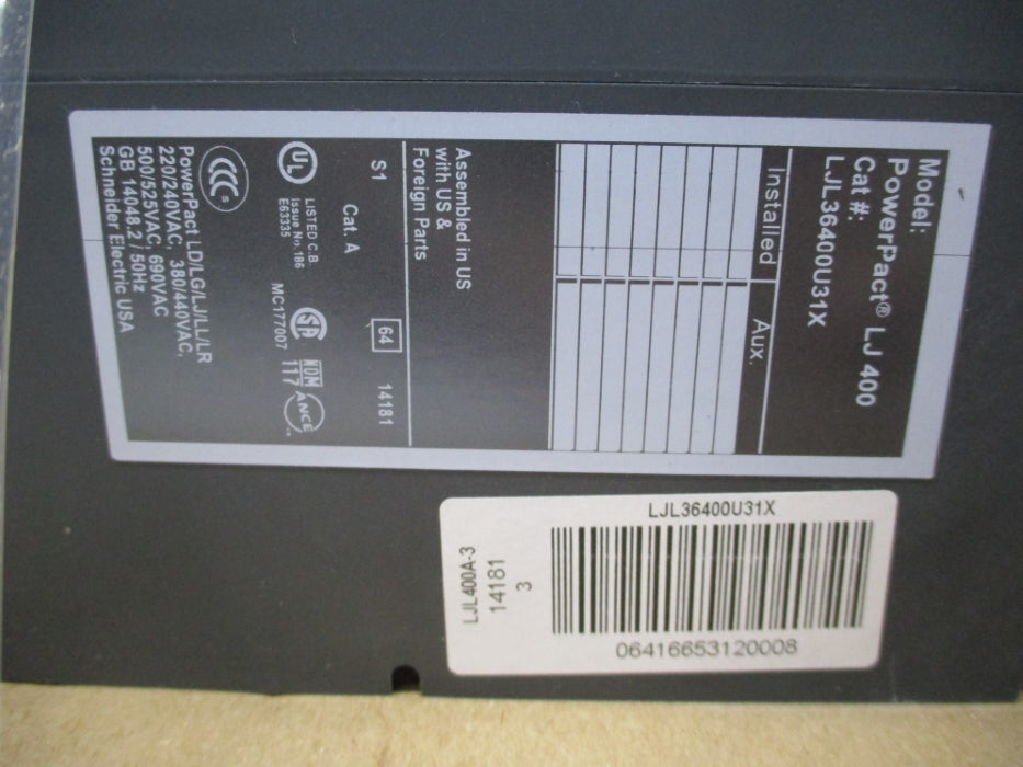 SQUARE D LJL36400U31X 600V 400A NSMP