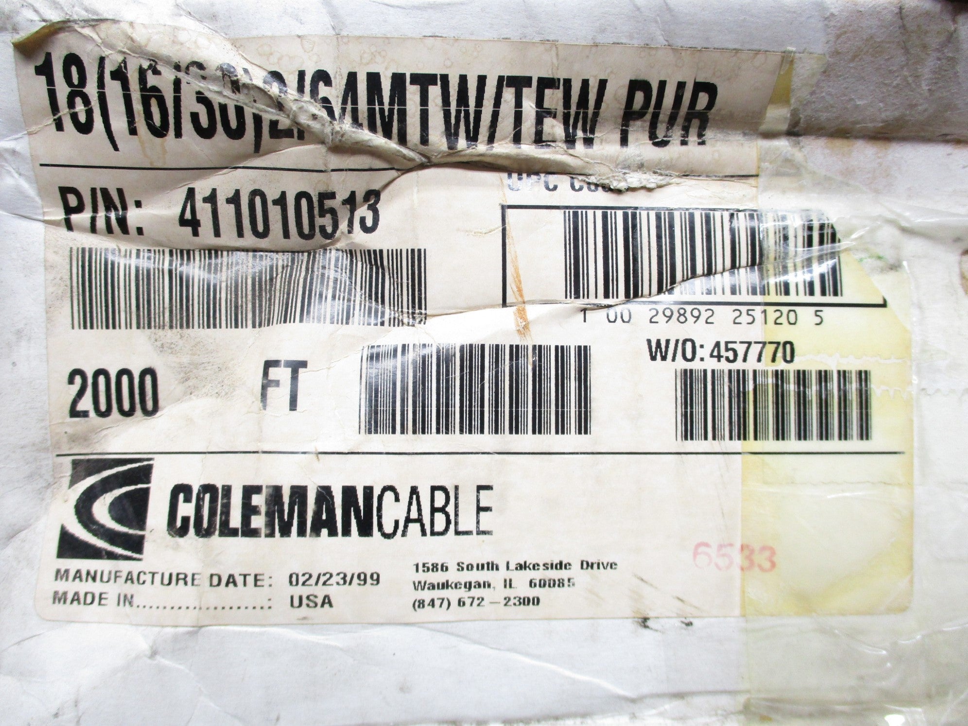 COLEMAN CABLE 411010513 (PKG OF 4) NSMP