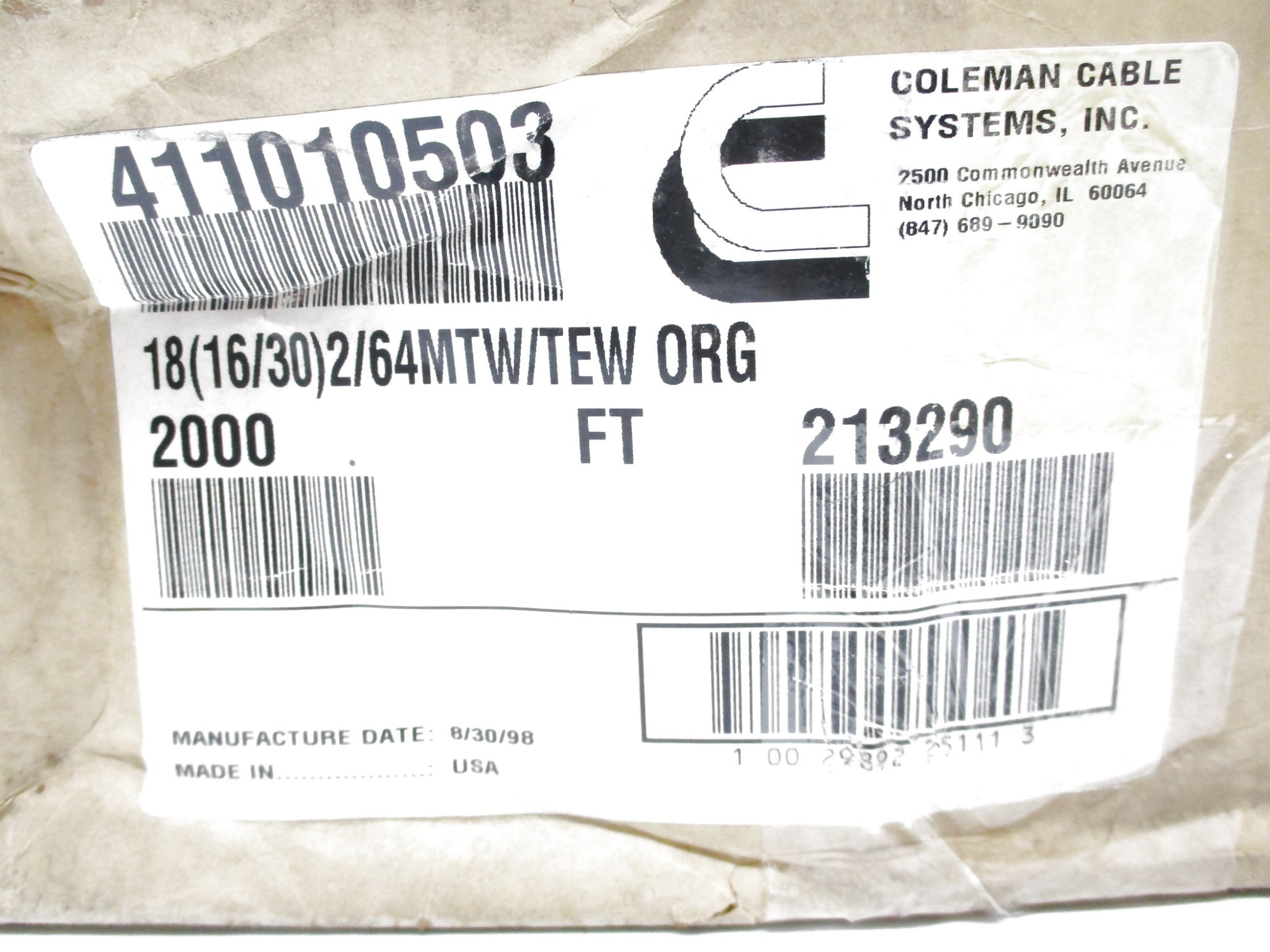 COLMAN CABLE 411010503 (PKG OF 4) NSMP