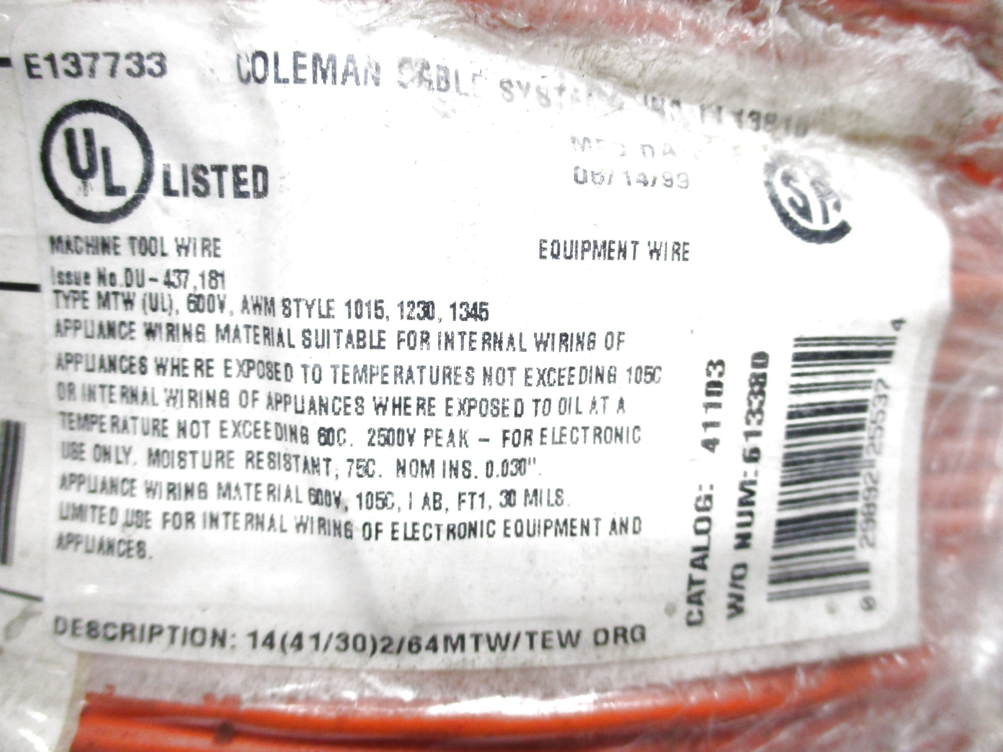 COLMAN CABLE 411030903 NSMP
