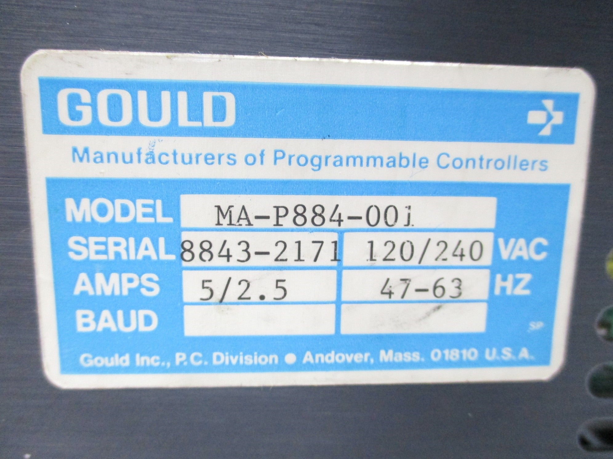GOULD MA-P884-001 120/240VAC 5/2.5A (NO KEY) UNMP
