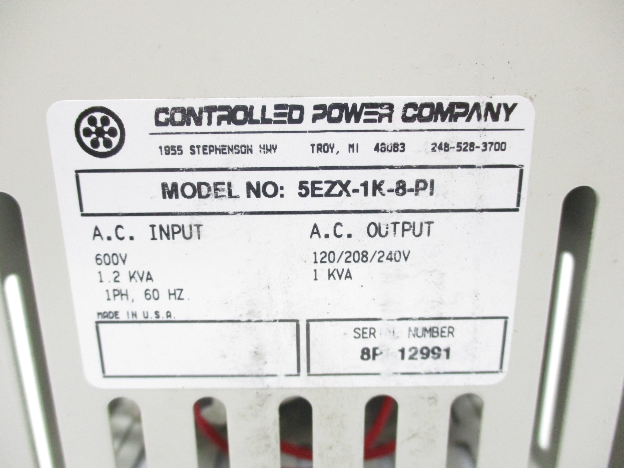 CONTROLLED POWER 5EZX-1K-8-PI NSNP