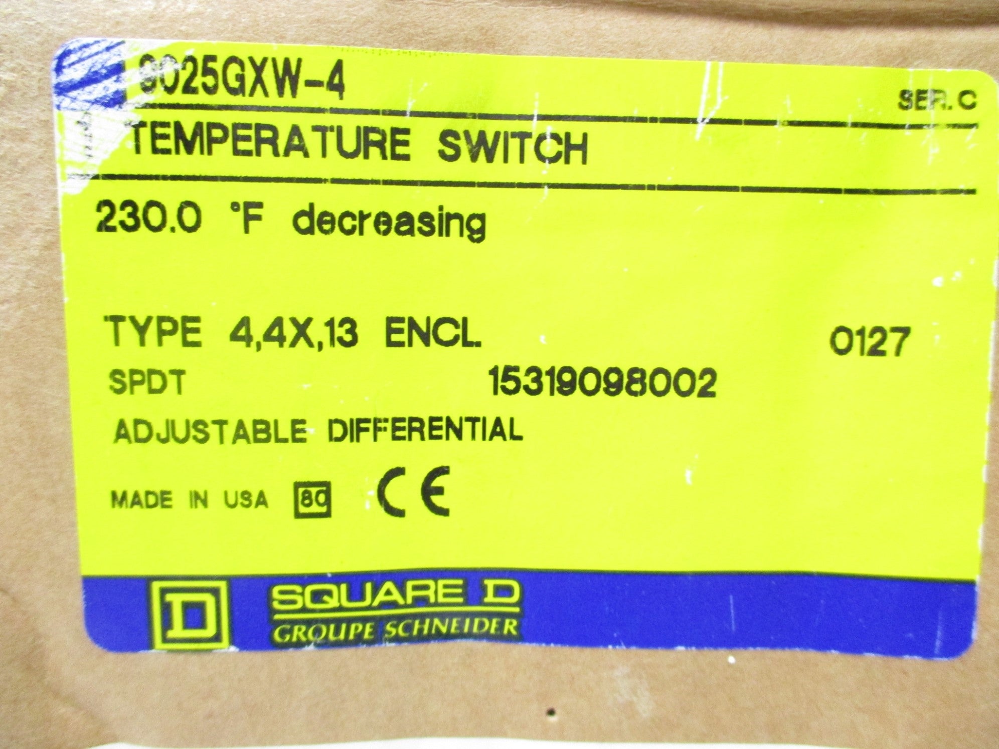 SQUARE D 9025-GXW-4 SER. C NSMP