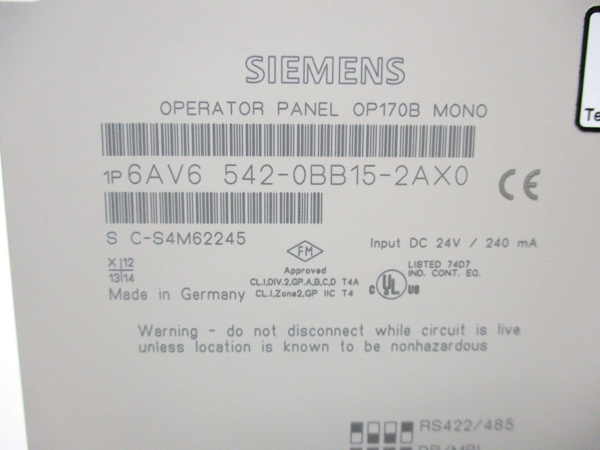 SIEMENS 6AV6542-0BB15-2AX0 UNMP