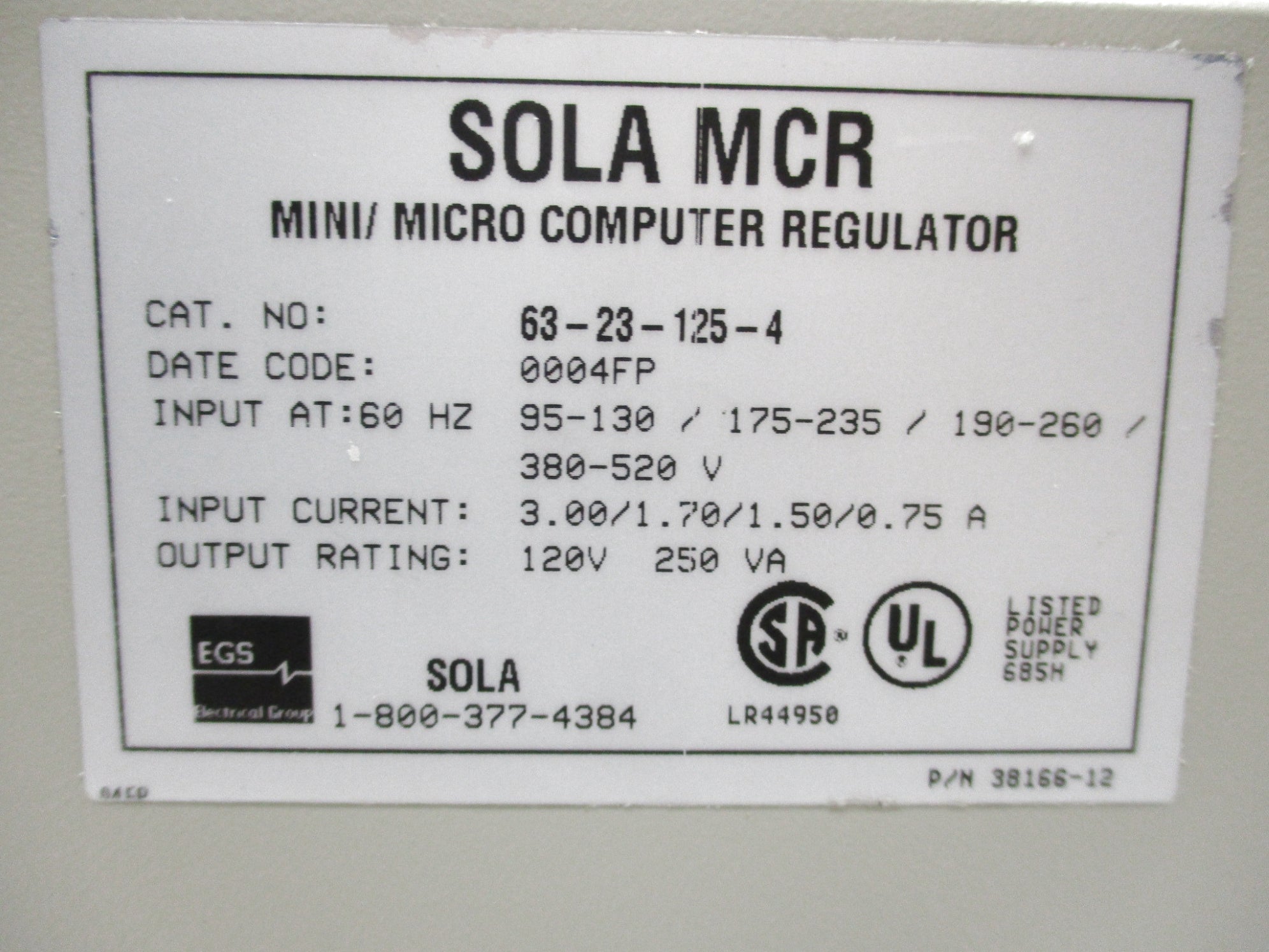 SOLA 63-23-125-4 380-520V NSMP