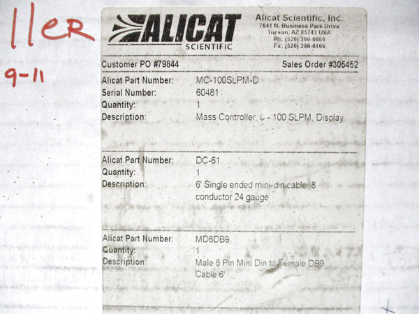 ALICAT MC-100SLPM-D/CM NSMP