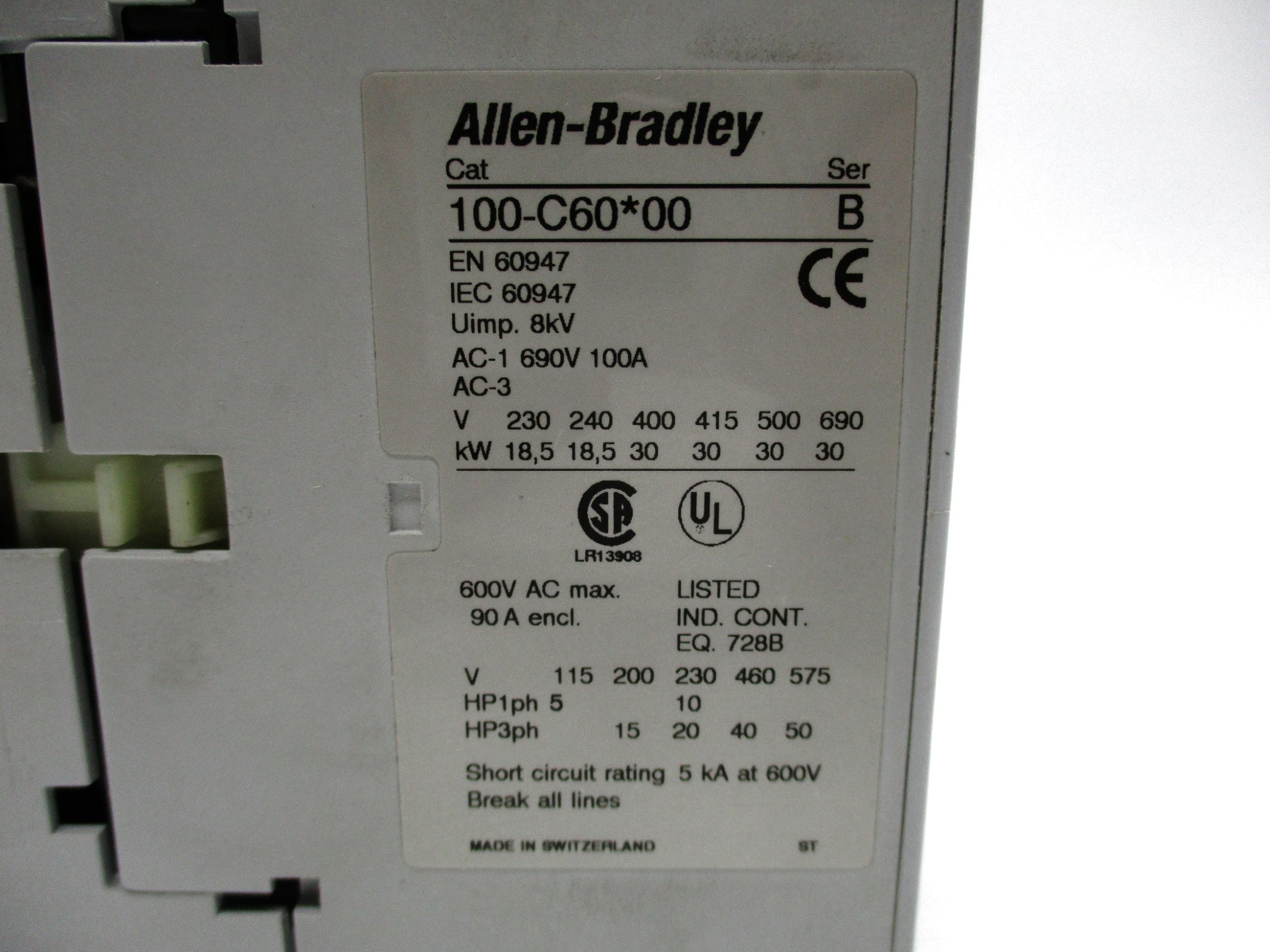 ALLEN BRADLEY 100-C60J00 SER. B 24V 90A UNMP