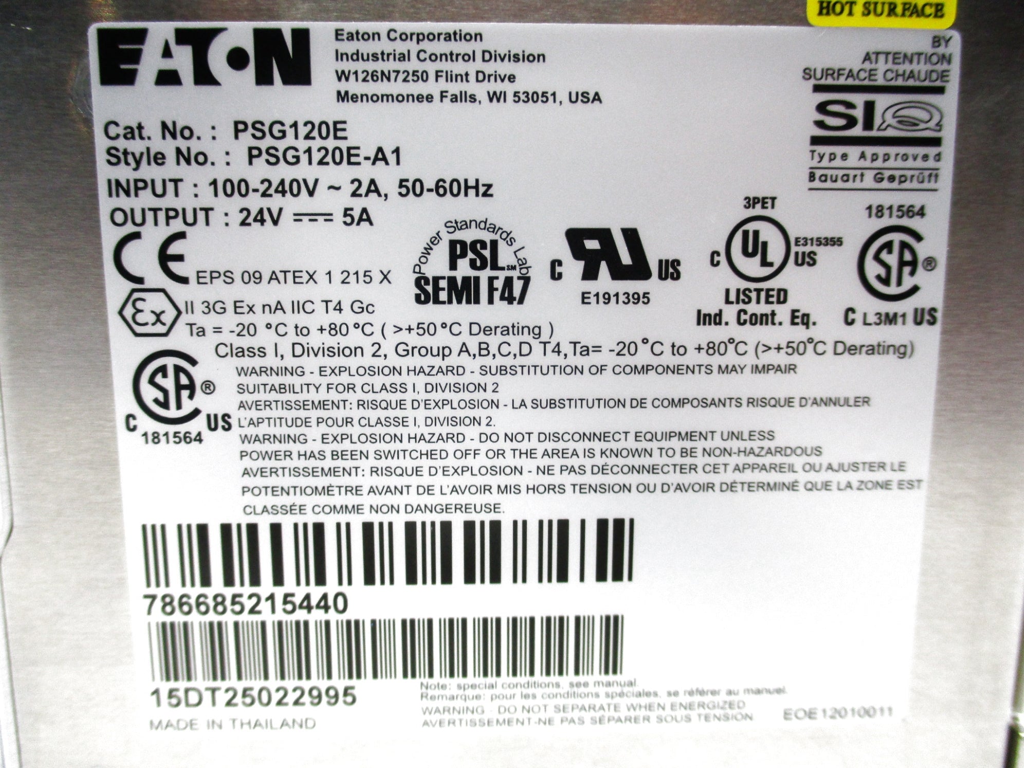 EATON PSG120E 100-240V 2A NSMP