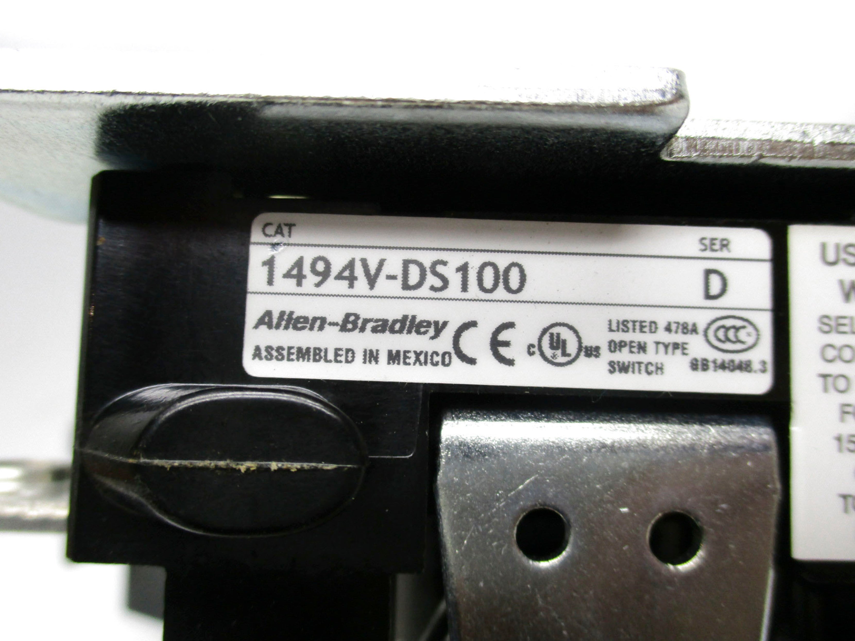 ALLEN BRADLEY 1494V-DS100 SER. D 600VAC 100A NSNP