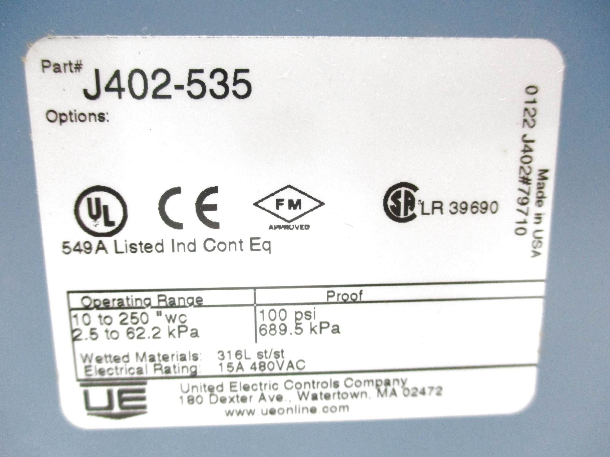 UNITED ELECTRIC J402-535 NSMP