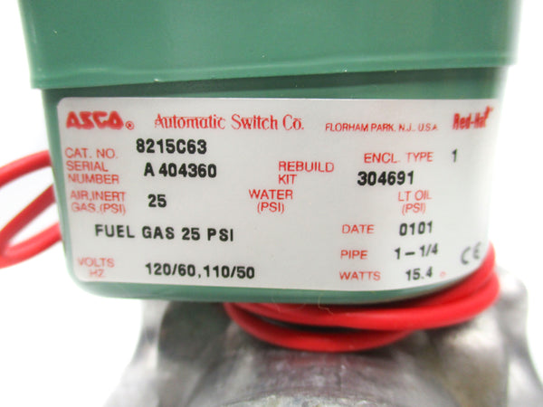 ASCO 8215C63 110/120V 25PSI 1-1/4" NSNP