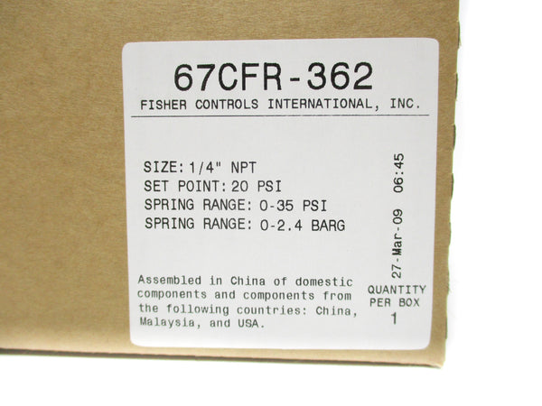 FISHER CONTROLS 67CFR-362 250PSIG NSMP