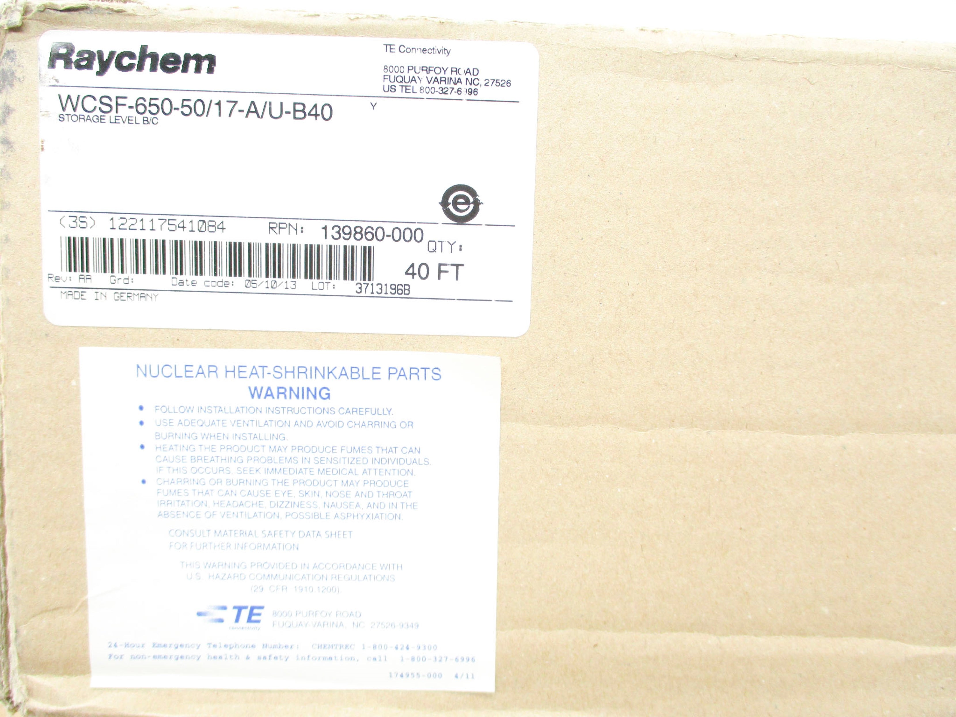 RAYCHEM WCSF-650-50/17-A/U-B40 NSMP