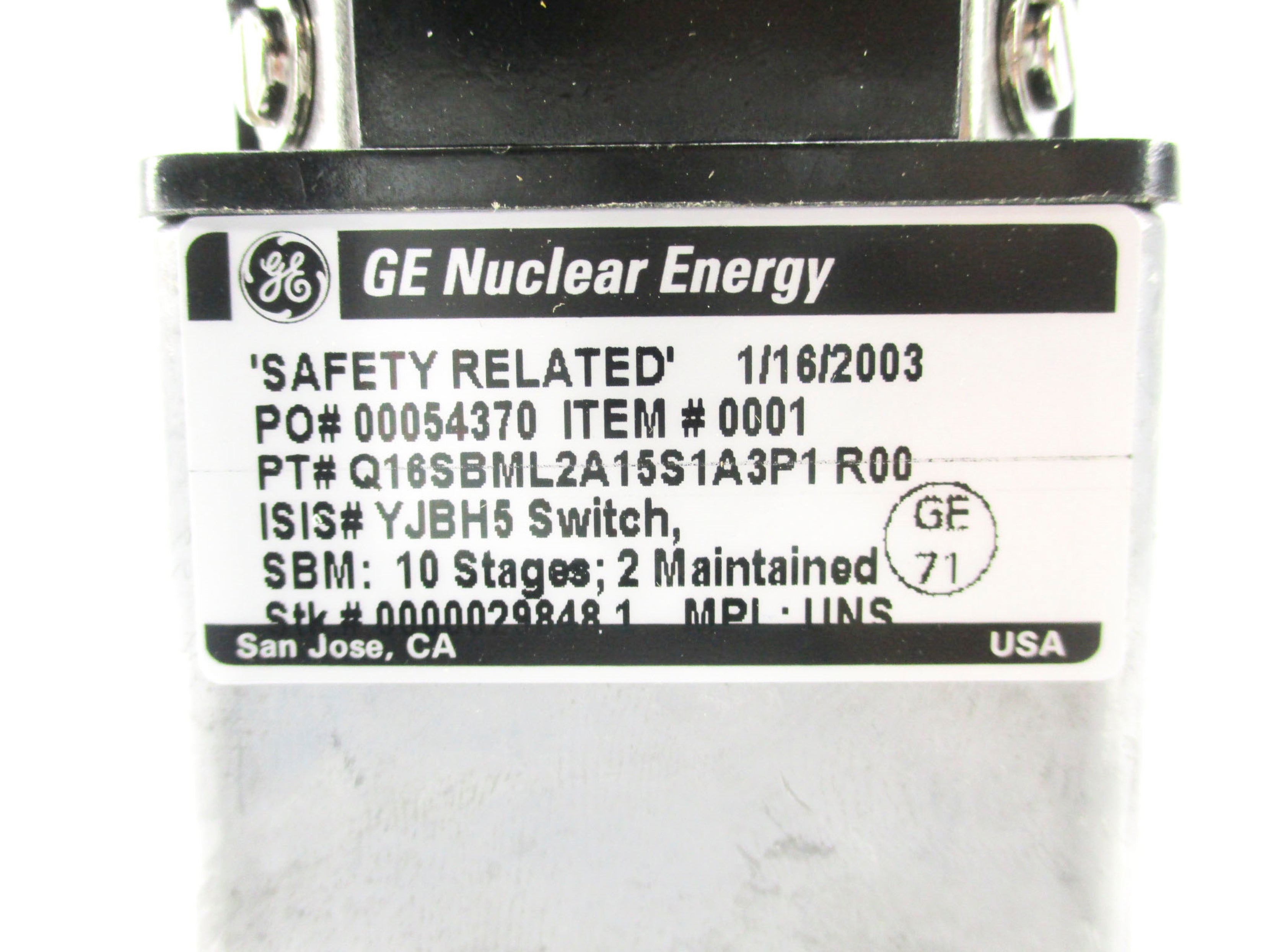GENERAL ELECTRIC Q16SBML2A15S1A3P1 NSNP