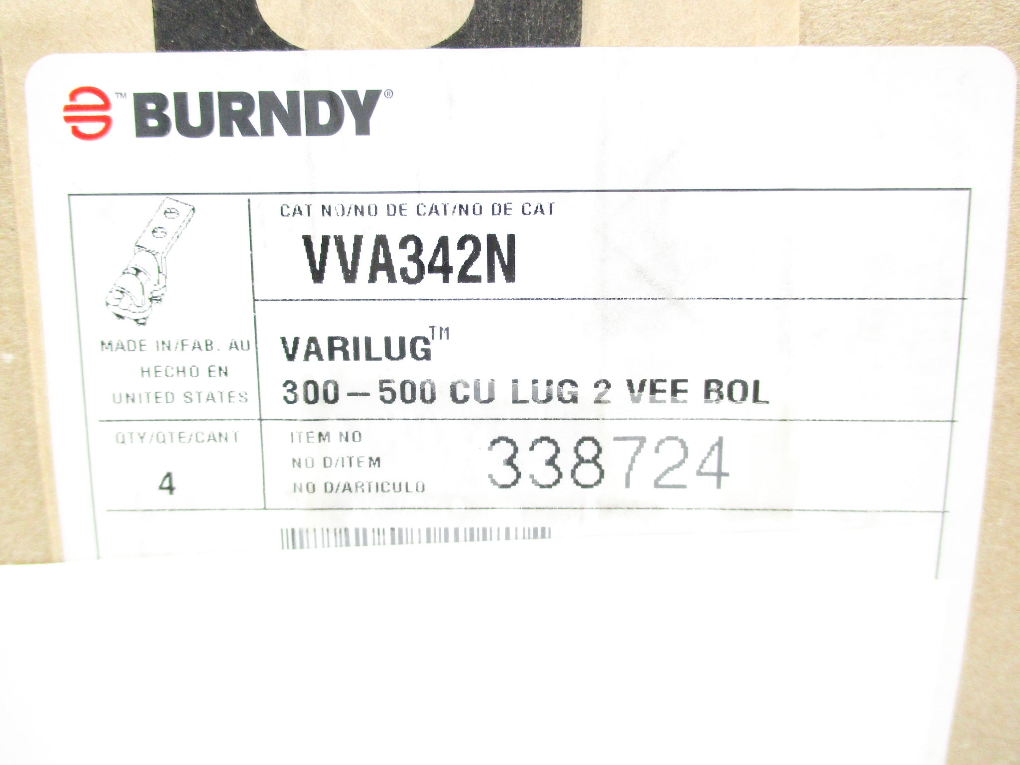 BURNDY VVA34-2N (PKG OF 4) NSMP