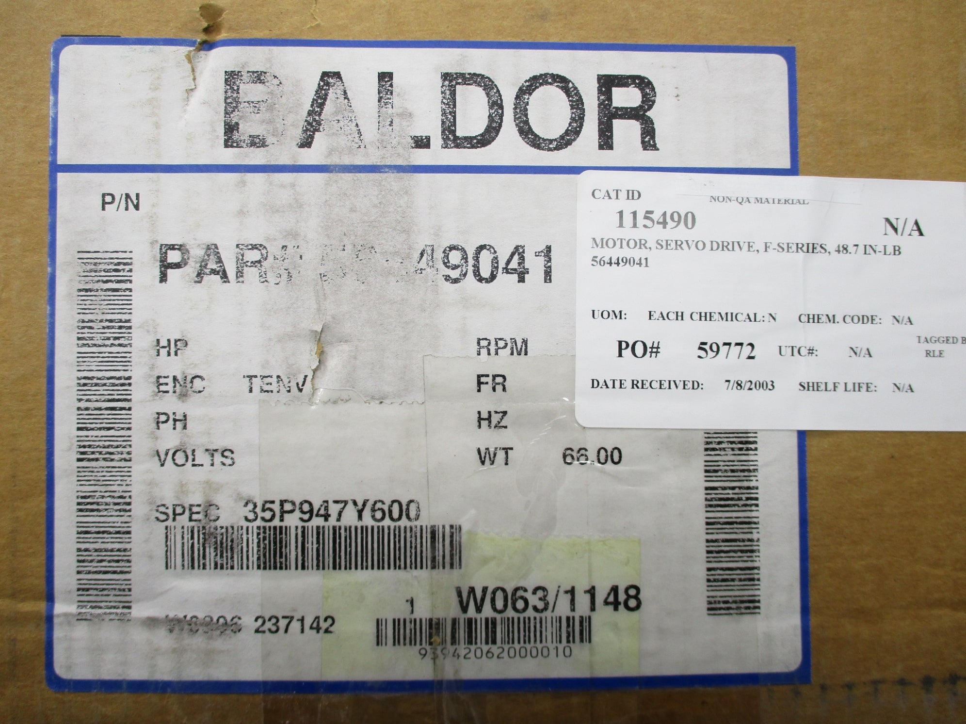 BALDOR W063/1148 NSMP