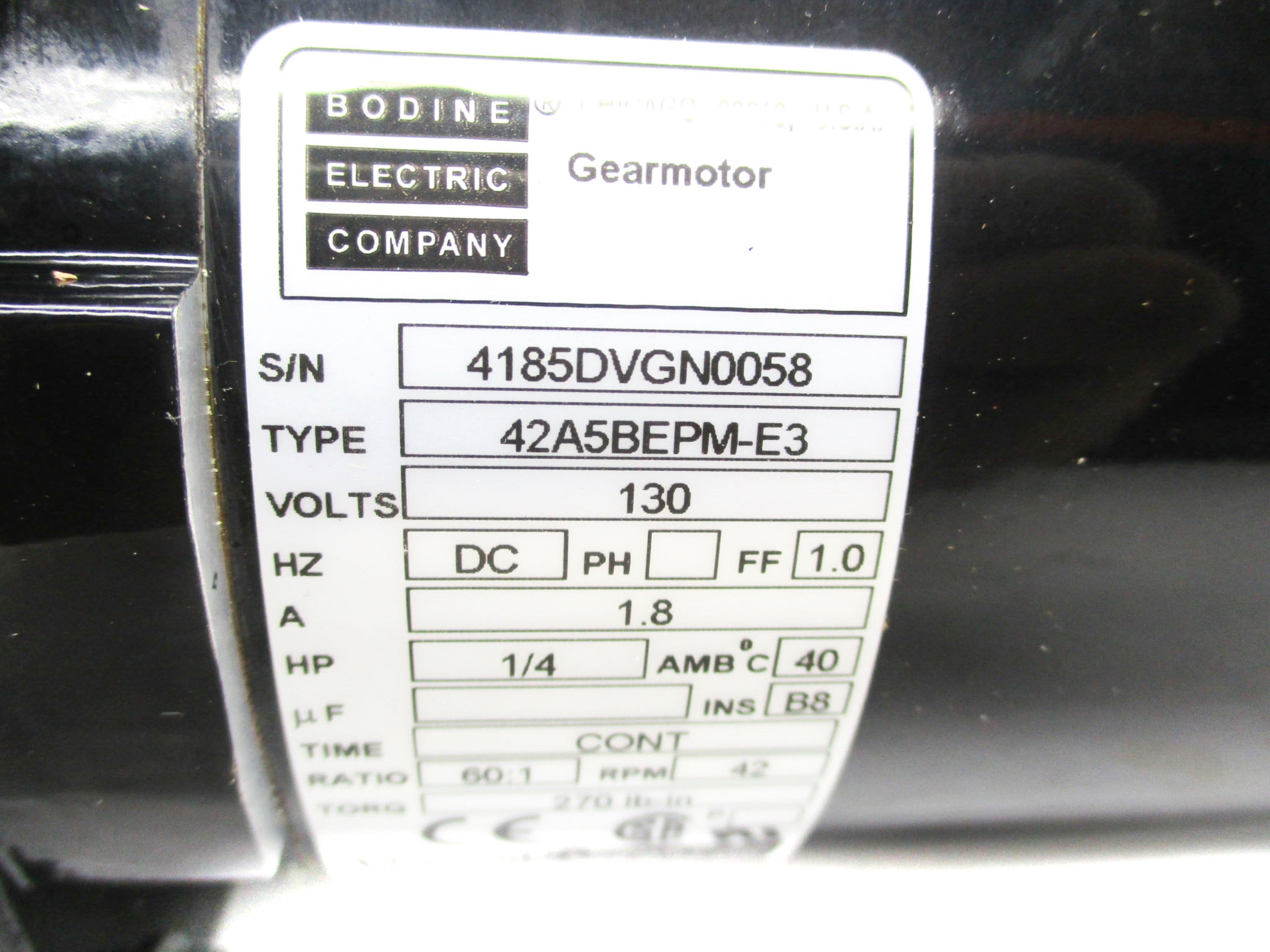DORNER 827-4185 42A5BEPM-E3 130VDC 1.8A NSNP
