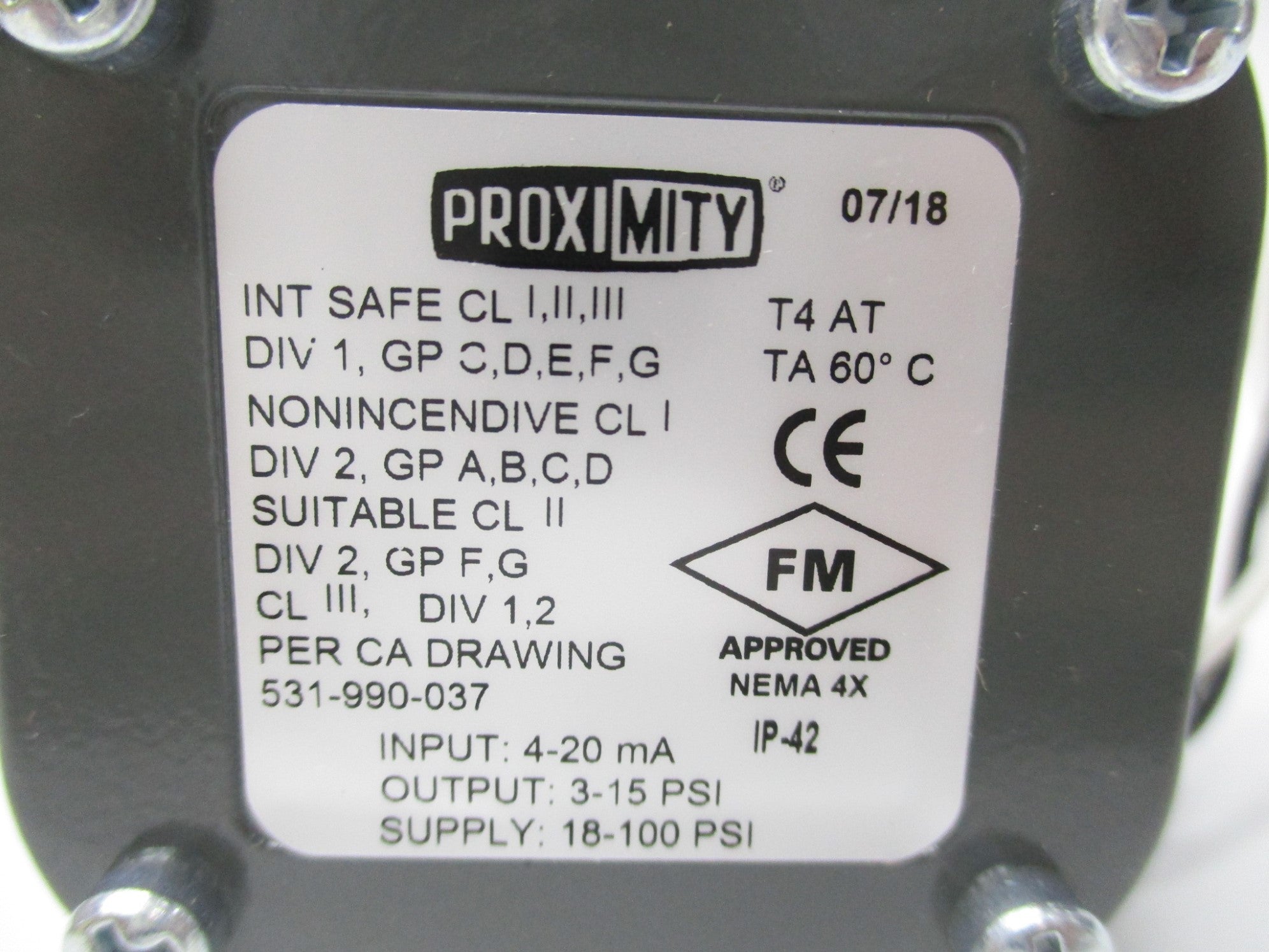 PROXIMITY IP-42 18-100PSI NSMP