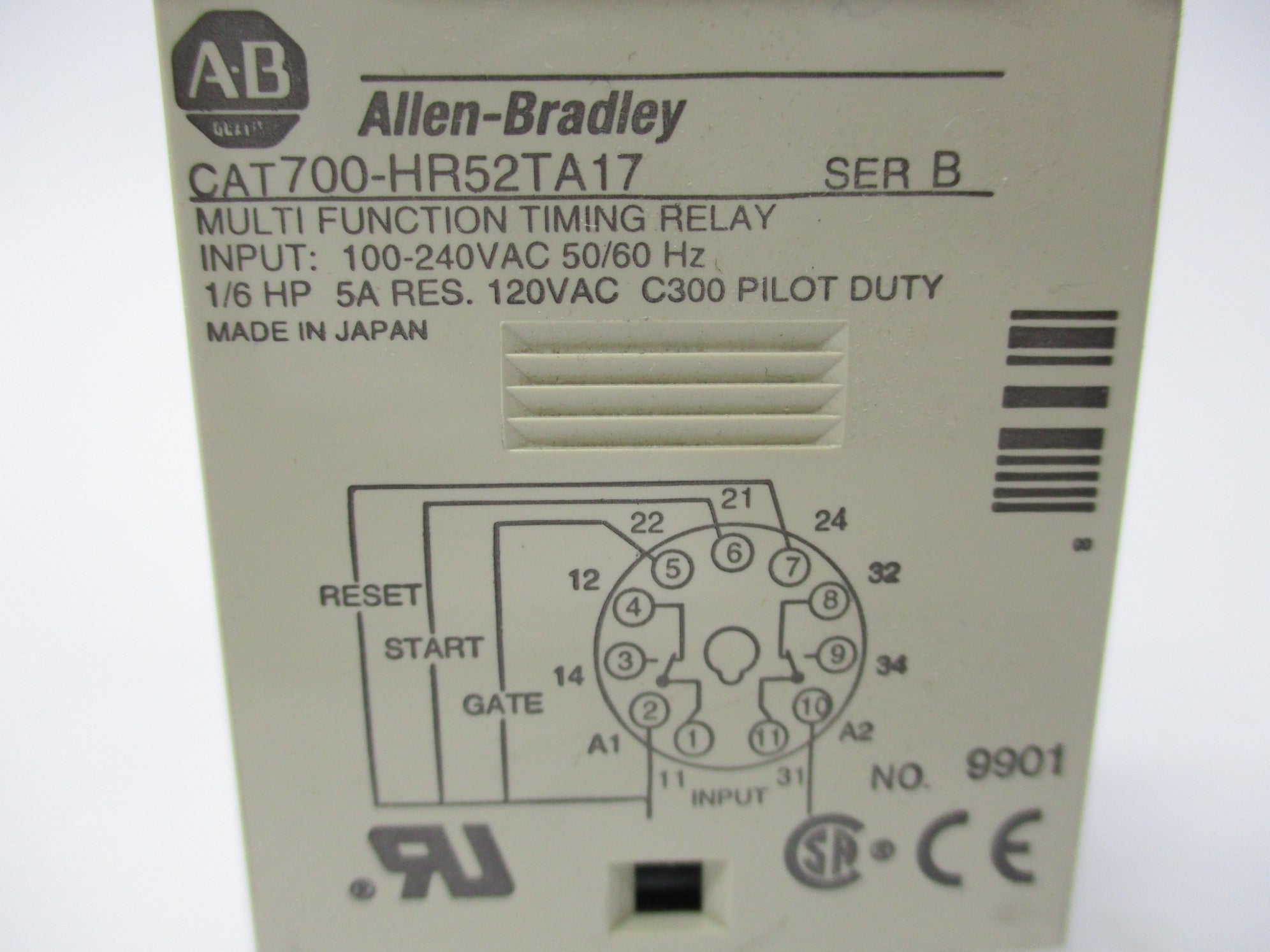 ALLEN BRADLEY 700-HR52TA17 SER. B 100-240VAC 5A 0-12MIN NSNP